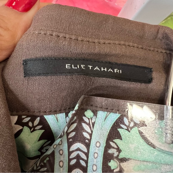 Elie Tahari Lightweight Brown Linen Jacket Shacket Blazer Size 6 - Picture 8 of 16